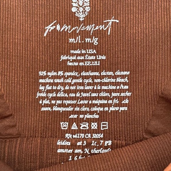 NEW FREE PEOPLE SQUARE NECK GOOD KARMA RUSTY BROWN BRA CROP TOP SZ:XS/S M/L NWOT - Picture 8 of 9